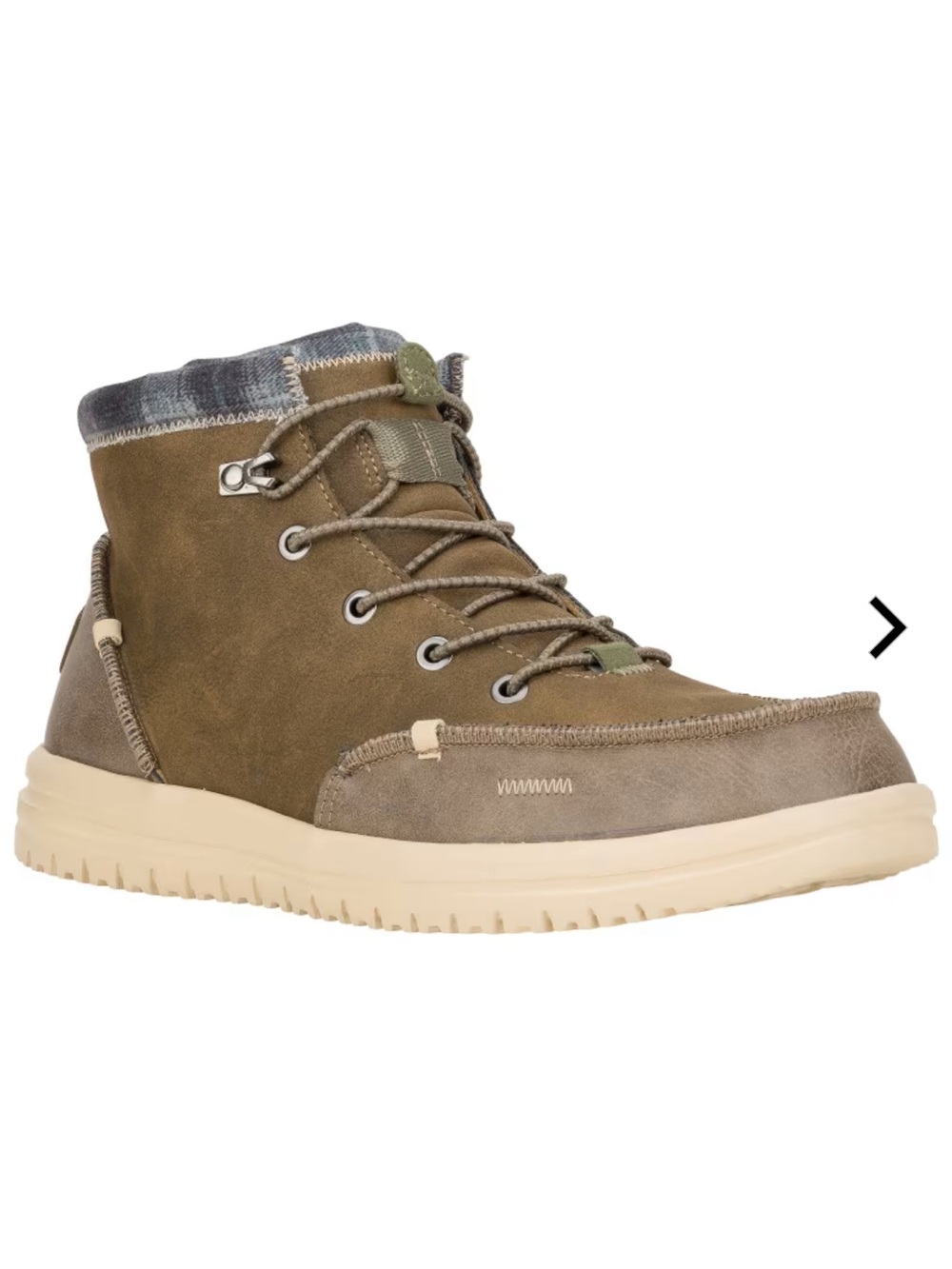Hey Dude Olive Suede Chukka Boot with Cream Sole